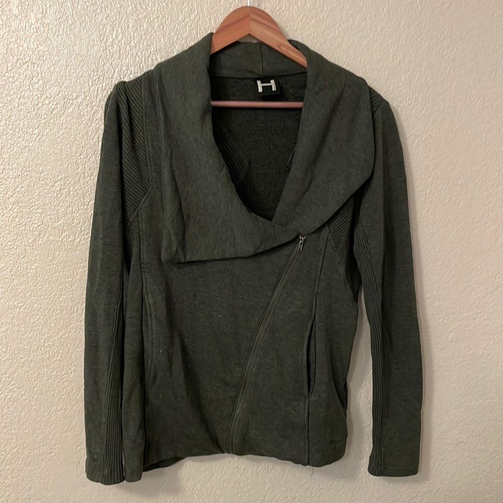 Olive green Asymmetrical Zip-up